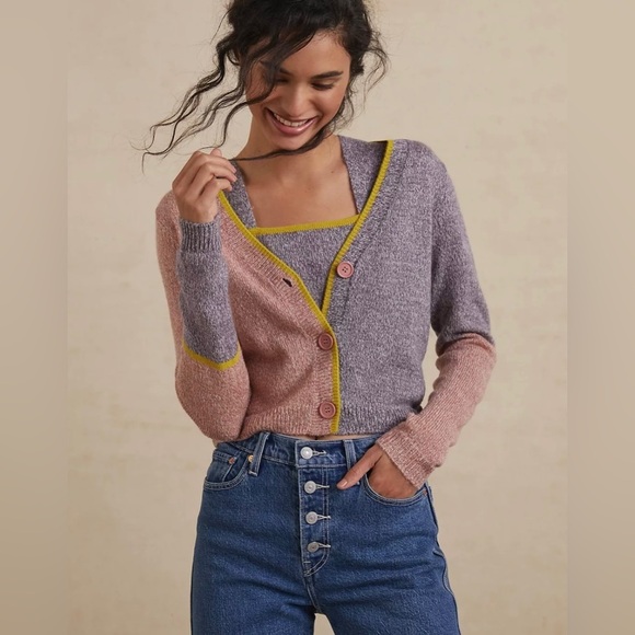 NWT Anthropologie 2 Piece Amity Color blocked Tank/Cardigan Woman’s Set Size XL - Picture 2 of 14